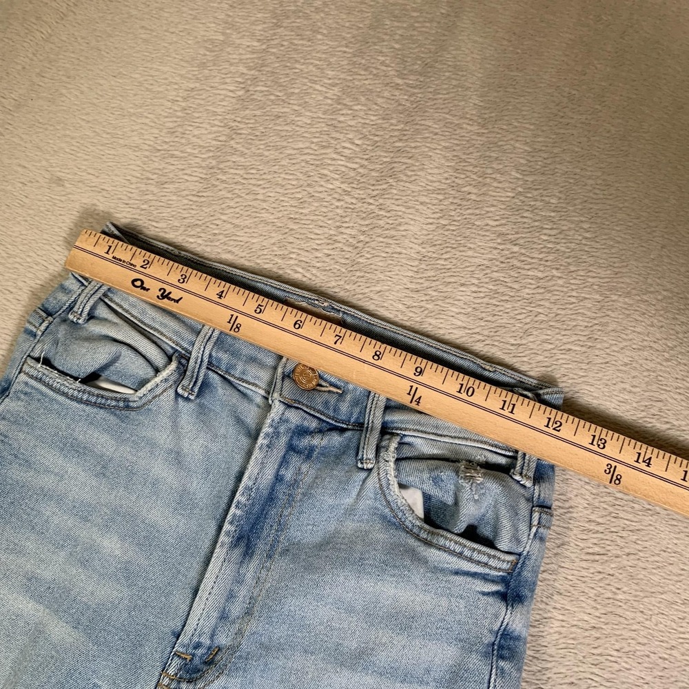 Mother Hustler Ankle Chew Jeans Womens 25 Light Wash Mid Rise Distressed Raw Hem - Picture 7 of 16